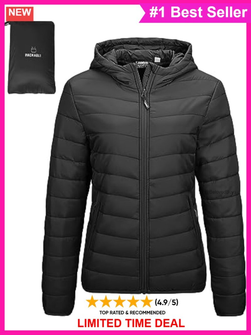 Packable Lightweight Puffer Jacket with Hood Winter Coat